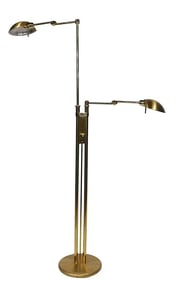 Postmodern Adjustable Two Light Brass Floor Lamp By Holtkoetter Luechten