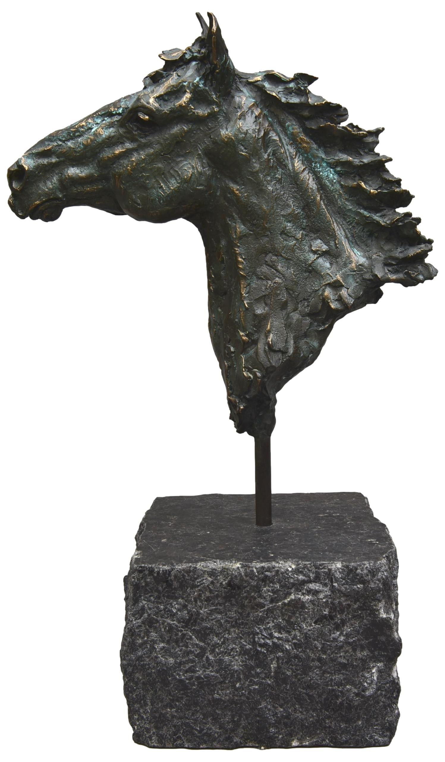 Signed Bronze Horse Head Sculpture On Stone Base (1 of 9)