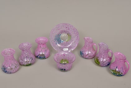 Collection of Eight Kosta Bodo Miniature Vases, Bowls and Pitchers