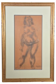 Chaim Gross Signed Nude Drawing