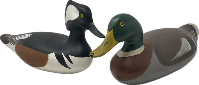 Two Duck Decoys, Signed Collins