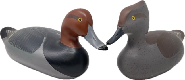 Wooden Redhead And Hooded Merganser Duck Decoys