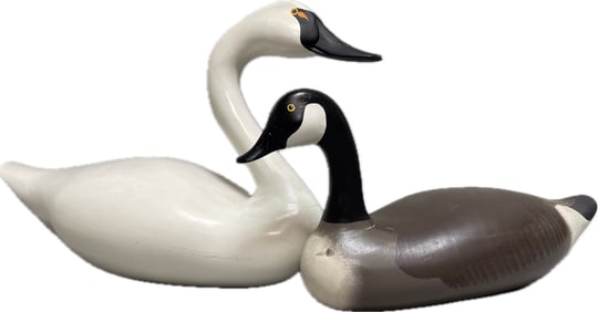 Hand Carved Swan And Goose Decoys