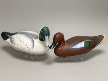 Two Hand Carved Duck Decoys, Signed