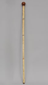 Scrimshaw 19th Century Shark Vertebrae and Whale Bone Walking stick