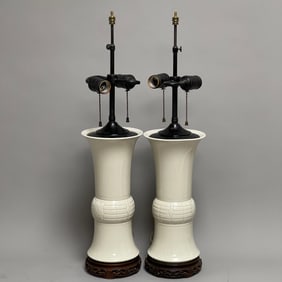 Pair Of Dehua Gu-Form Table Lamps