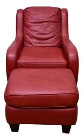 Latitudes Leather Chair and Ottoman