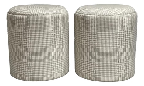 Pair Of Upholstered Ottomans With Storage