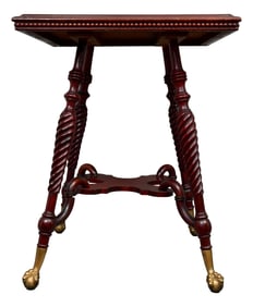 Victorian Double Tiered parlor Table with ball and claw feet and gadrooning