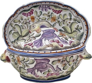 Portuguese Hand-Painted Ceramic Tureen And Platter