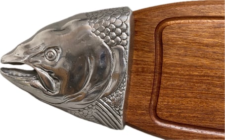Teak Fish Cutting Board From Scandia Present, 1970s