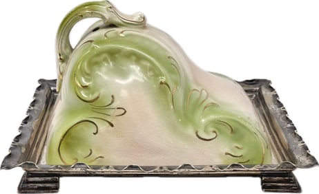S. F. & Co England Covered Porcelain Cheese Dish