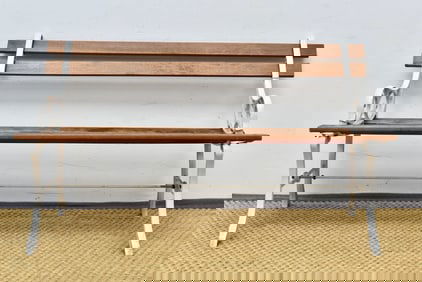 Cast Iron and Wood Slat Bench