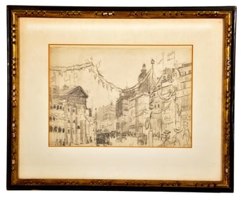 Hayley Lever Signed Drawing of a Street Scene