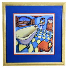 Daniel Ng Signed Lithograph Titled “Blue Bath” Numbered 24/450