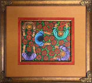 Vista de Pajaro Guatemalan Flower Harvest Oil Painting