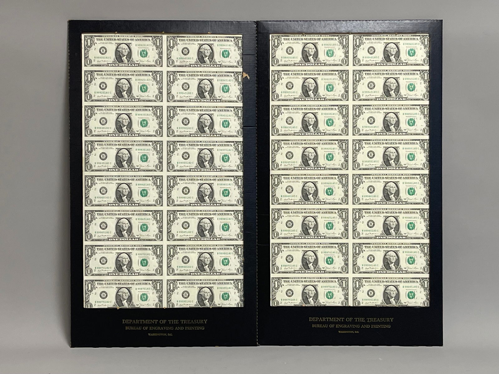 1981 Department of the Treasury Uncut Sheets of 32 $1.00 Bills (1 of 8)