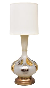 Mid-Century Modern Gold and Silver Leaf Drip Motif Table Lamp