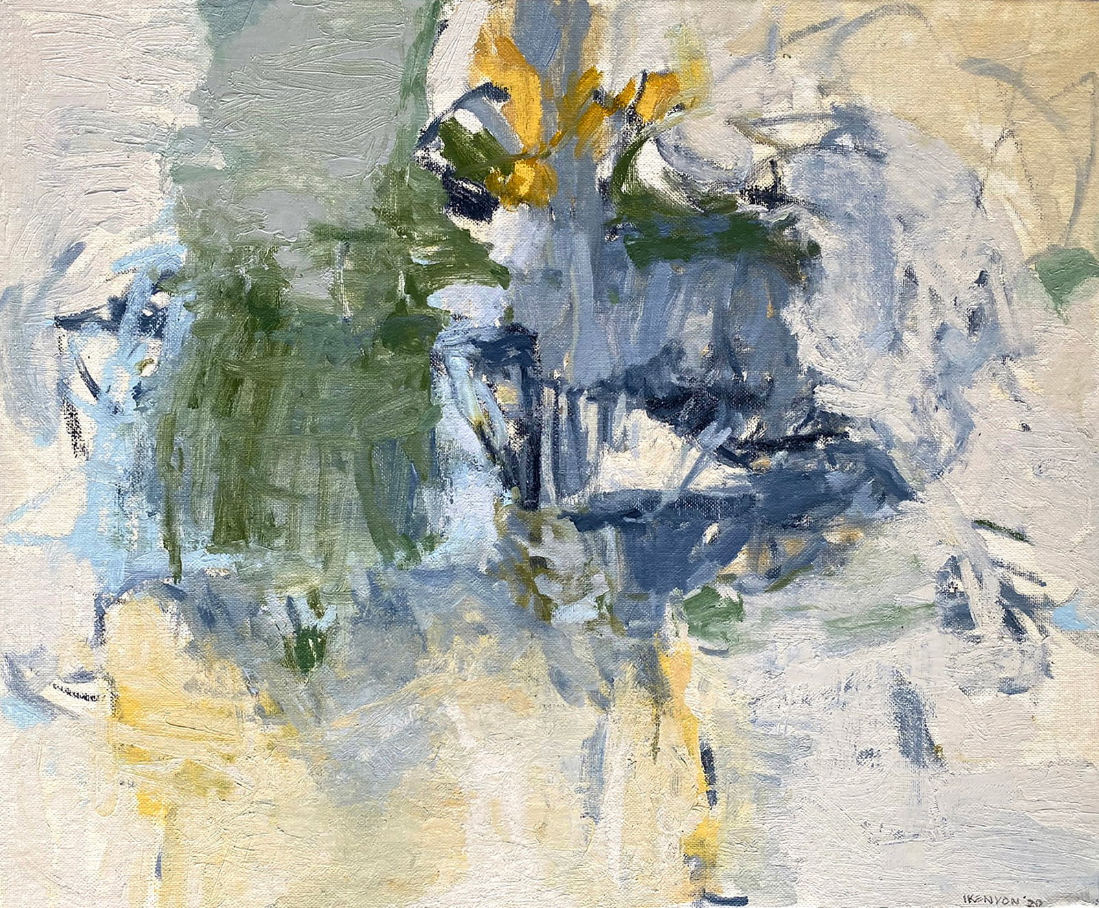 Original oil painting on mounted canvas by Lita Kenyon, The Grass Has Nothing to Do: Original oil painting on mounted canvas paper by Lita Kenyon. Lita Kenyon was born in Marinette, Wisconsin. She attended Columbia College for her BFA, and earned her MA from Northern Illinois Universi
