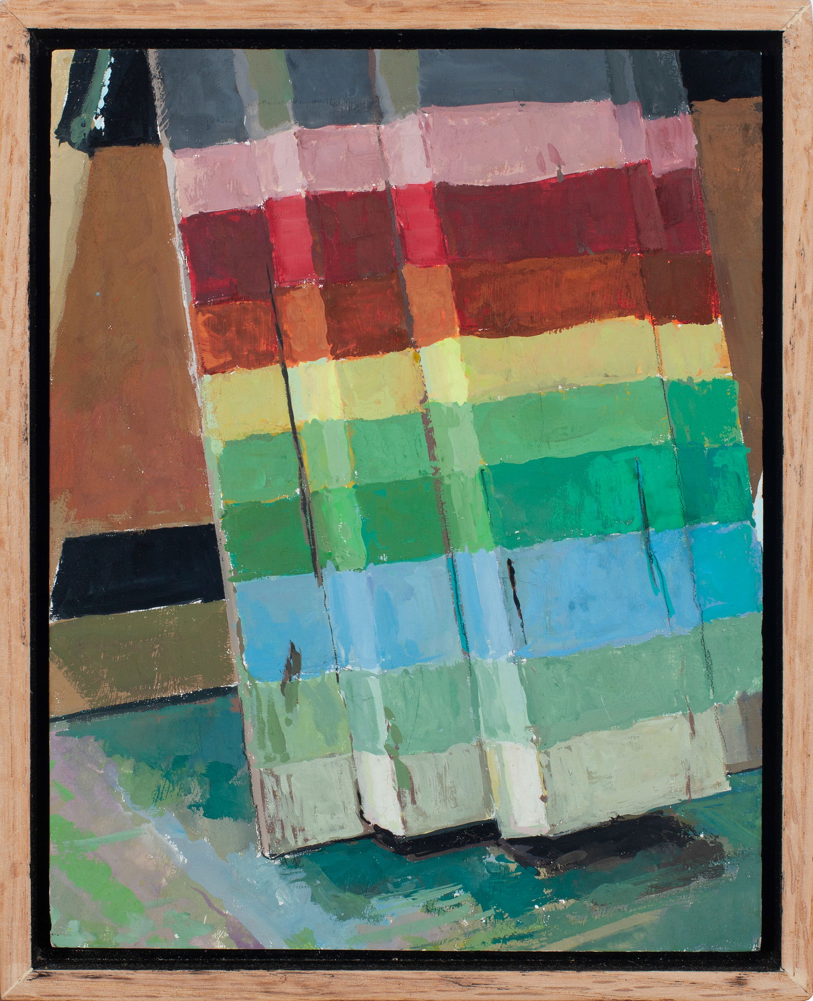 Original gouache painting on panel by Matt Ballou, Wakonse Stripes (Found Construction). (1 of 1)