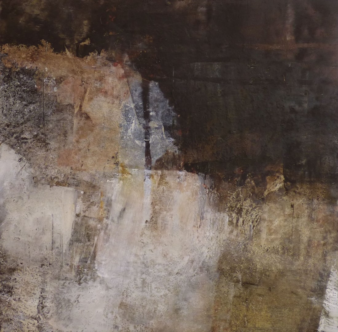 Orginal oil and cold wax painting on panel by Rebecca Crowell, Black Beach No. 2. (1 of 1)