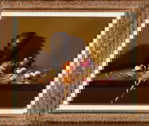 Original oil painting on canvas, "Still Life with Onions," by Claudia Benton