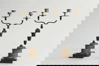 Pair of French Empire brass candelabra