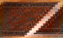 100% wool antique hand-knotted Persian Ahar short pile rug