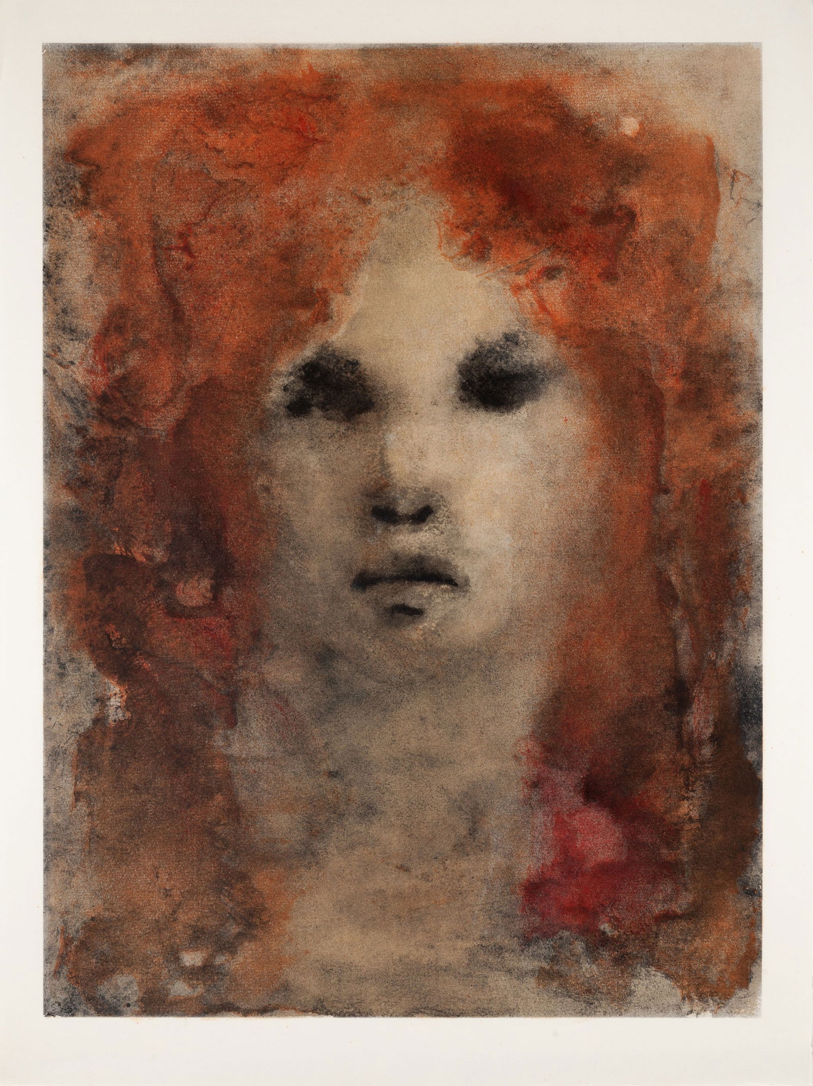 Leonor Fini, "Untitled, Female Portrait, Red Hair," Ltd edition 1964 color lithograph, ed. of 500 (1 of 2)