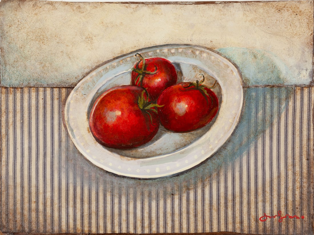 Joel Sager, "Bowl of Tomatoes," Original contemporary mixed media oil painting (1 of 3)