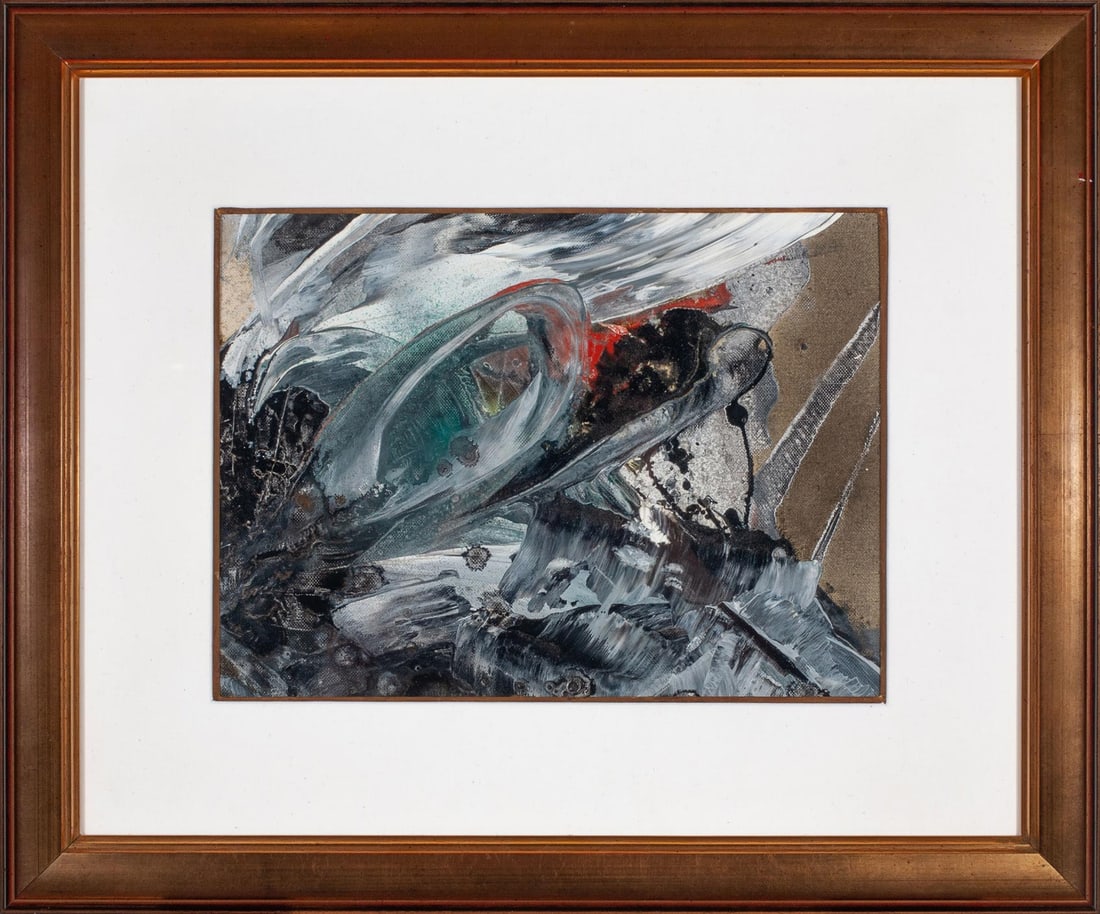 Original 1998 oil painting on paper mounted on canvas, "61-816," by Masatoyo Kishi (1 of 7)