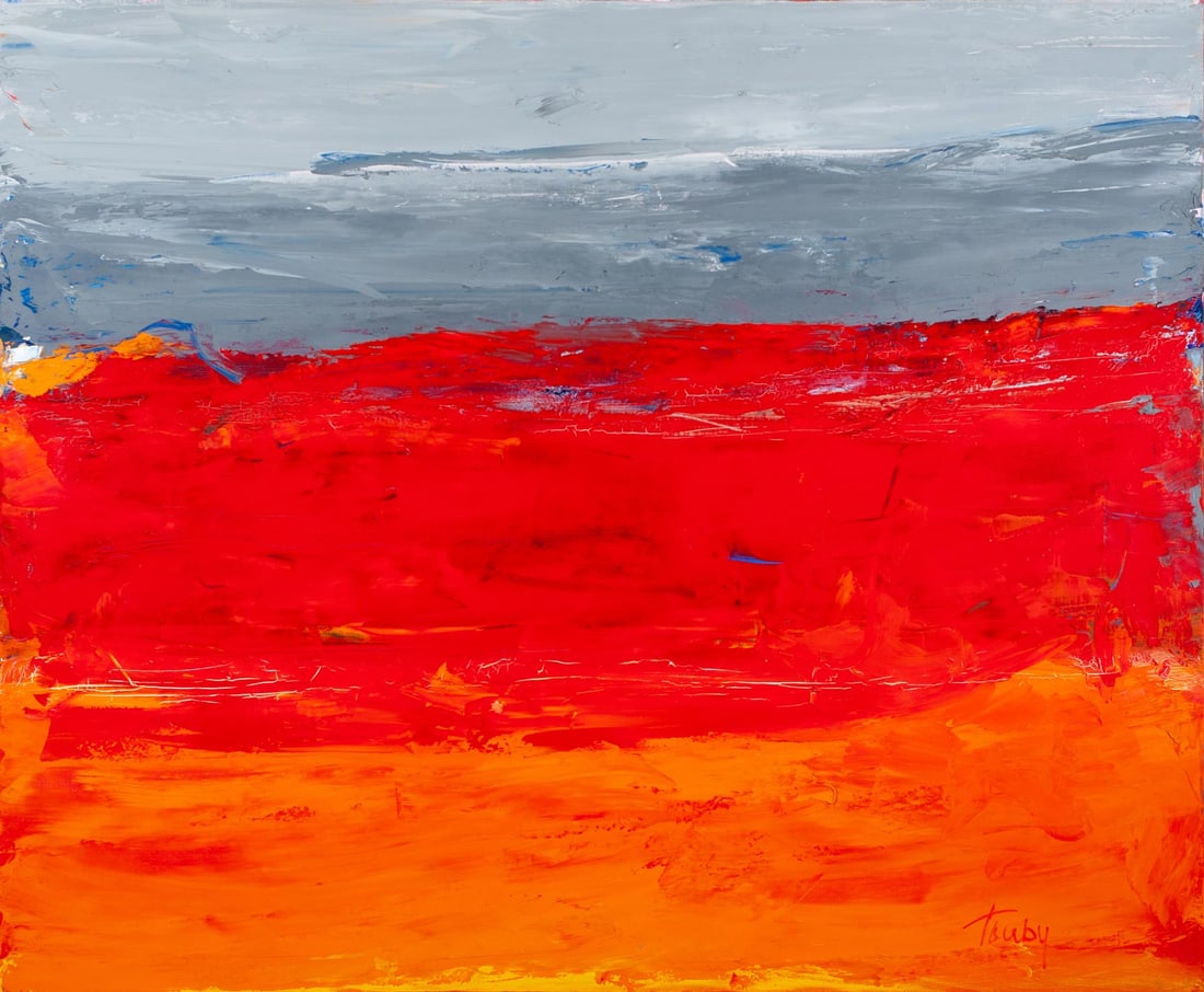 Original 1997 oil and wax painting on linen, "South Beach Sunrise, (RA IV)" by Linda Touby (1 of 10)