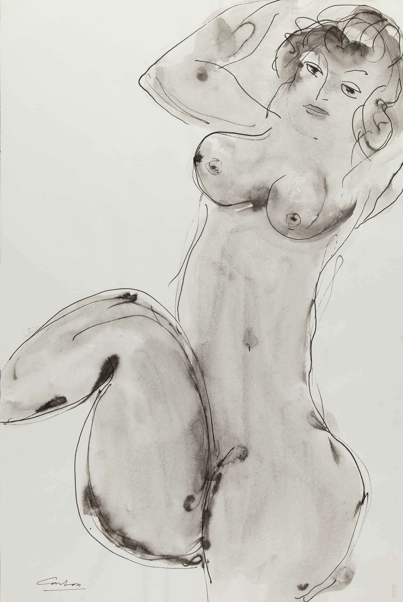 Norman Carton, Nude Study (11), Original ink on paper, Signed (1 of 3)