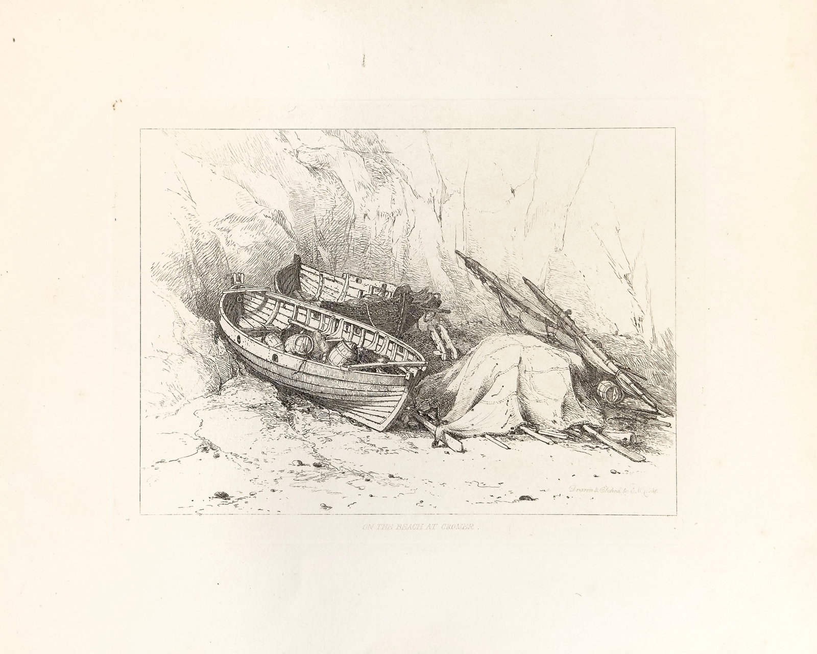E.W. Cooke, 11: On the Beach at Cromer, 1829, Etching on paper (1 of 2)