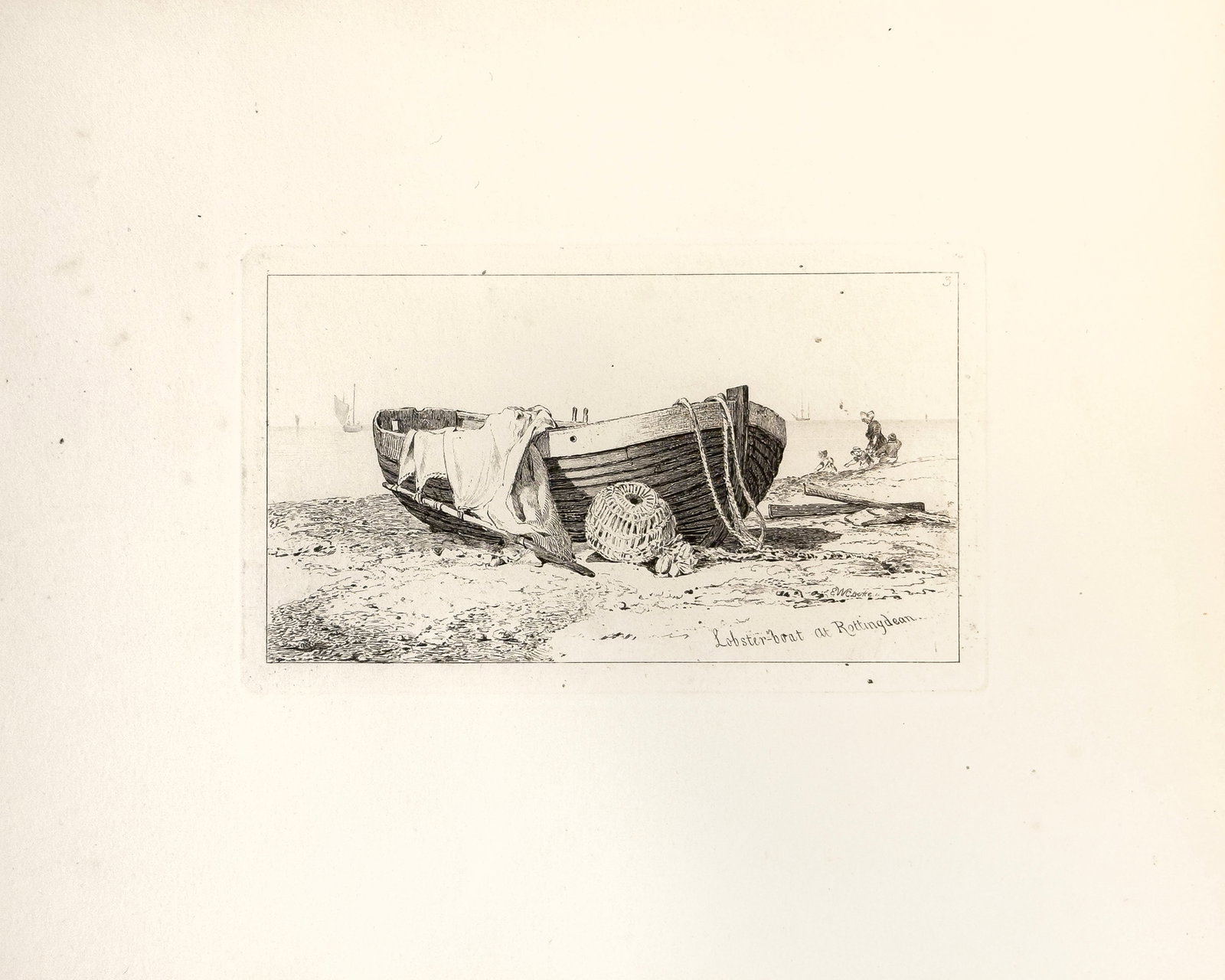 E.W. Cooke, 12: Lobster-boat at Rottingdean, 1829, Etching on paper (1 of 2)