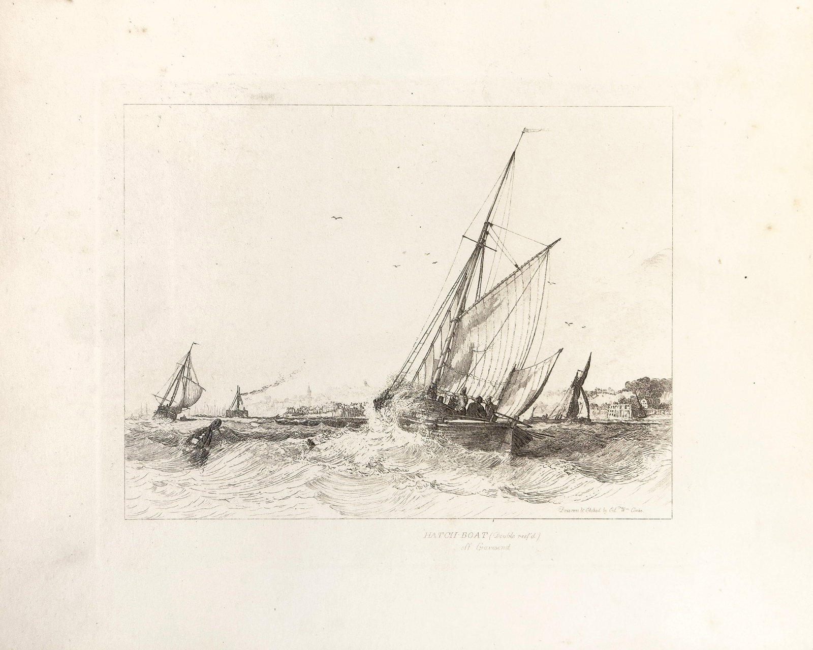 E.W. Cooke, 20: Hatch Boat, 1829, Etching on paper: Edward William Cooke (British, 1811–1880) was a marine painter and draftsman known for his detailed studies of ships, coastal labor, and maritime life. Hatch Boat (1829) comes from his early series 