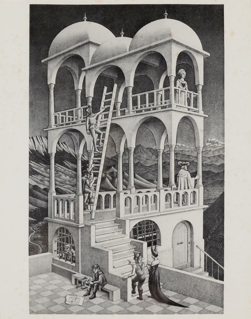 M.C. Escher, Belvedere, 1958, Lithograph on paper, Edition of 150, Framed (1 of 7)