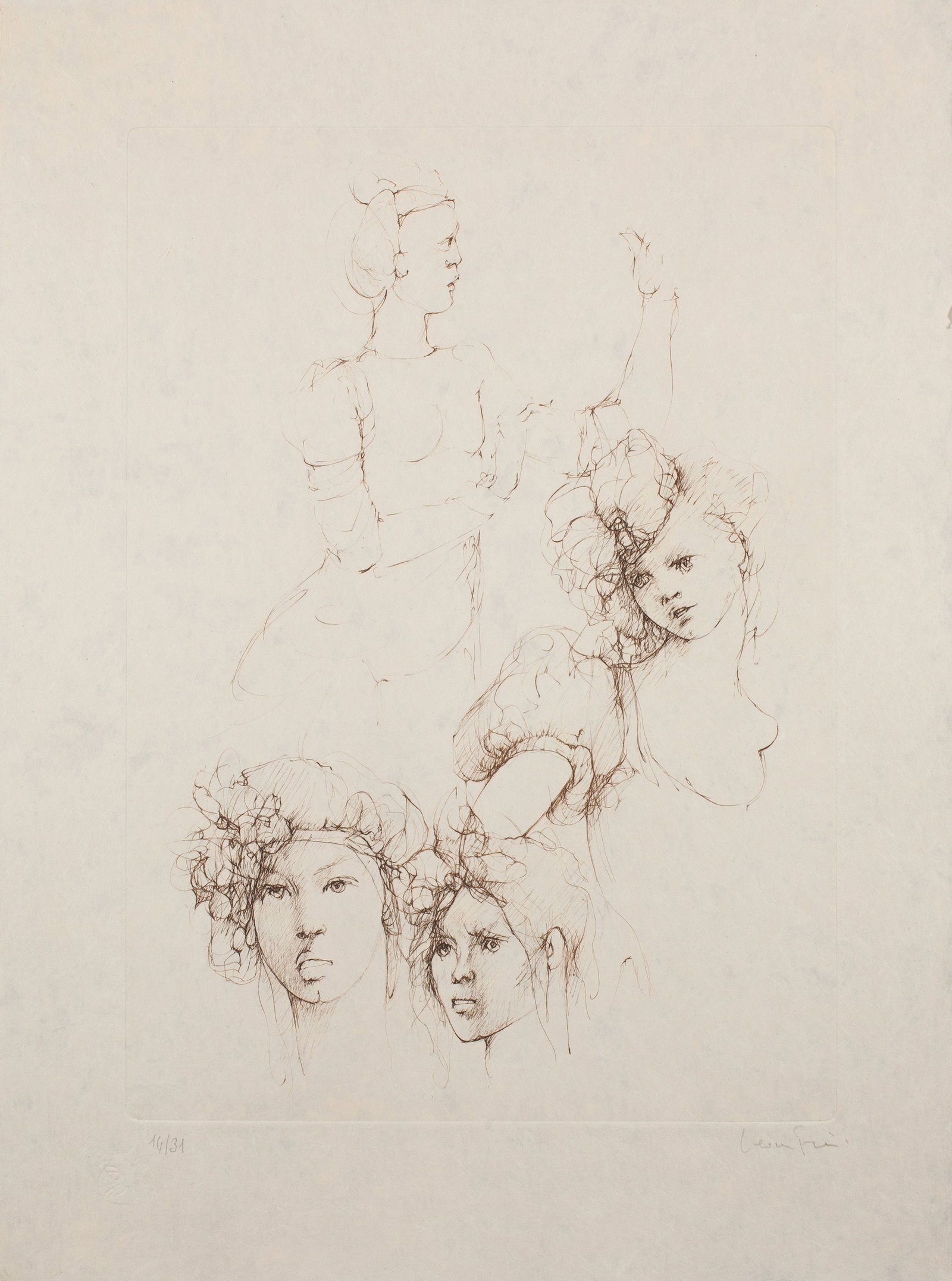 Leonor Fini, Les Elus De La Nuit (7B), 1986, Etching on Arches paper, Edition 14/31, Signed (1 of 3)