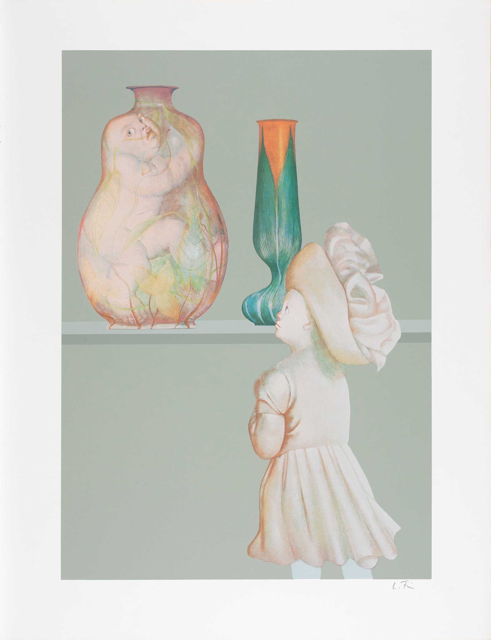 Leonor Fini, Untitled (Baby in vase), 1976, Serigraph on paper, From the edition of 175, Signed (1 of 3)