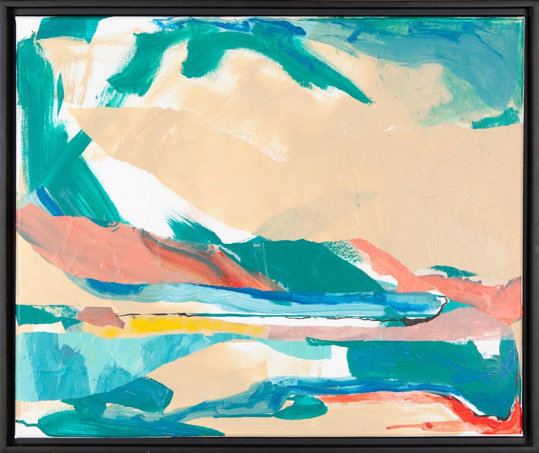 Amy Meyer, Meadows Of Gaia No. 3, 2021, Original acrylic and rice paper on canvas, Signed, Framed: Amy Meyer (American, b.1966) studied at the University of Central Missouri and Columbia College, completing her degree in painting and drawing. Her work is held in private and corporate collections an