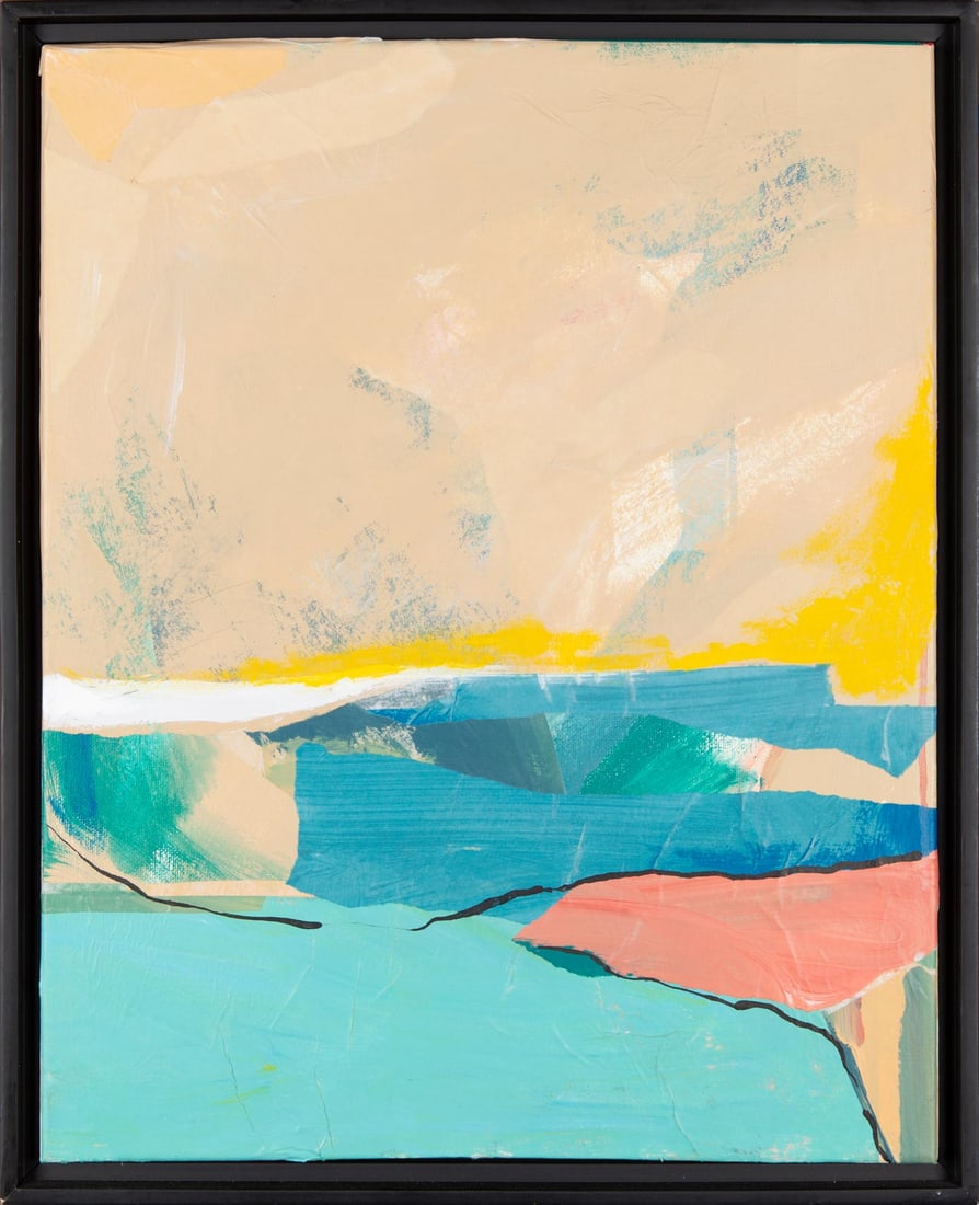 Amy Meyer, Meadows Of Gaia No 4, 2021, Original acrylic and rice paper on canvas, Signed, Framed: Amy Meyer (American, b.1966) studied at the University of Central Missouri and Columbia College, completing her degree in painting and drawing. Her work is held in private and corporate collections an