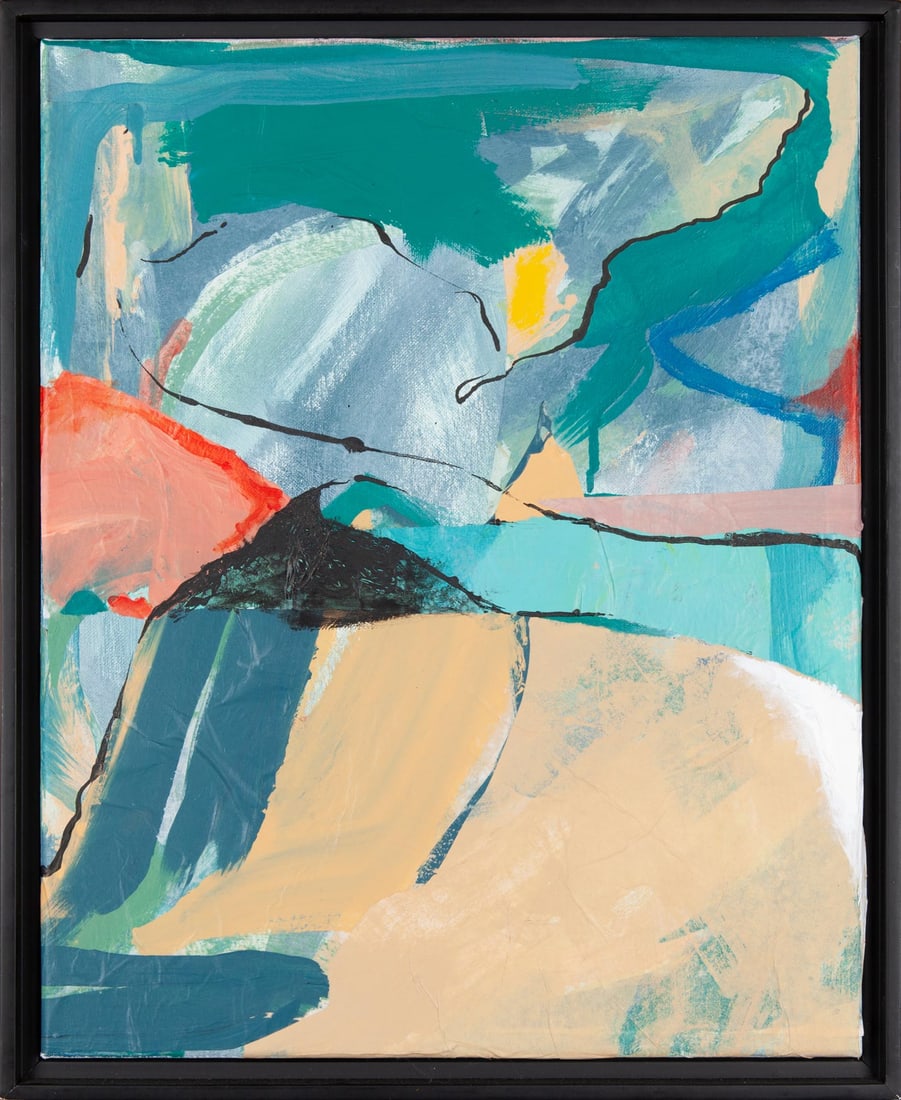 Amy Meyer, Meadows Of Gaia No 6, 2021, Original acrylic and rice paper on canvas, Signed, Framed: Amy Meyer (American, b.1966) studied at the University of Central Missouri and Columbia College, completing her degree in painting and drawing. Her work is held in private and corporate collections an