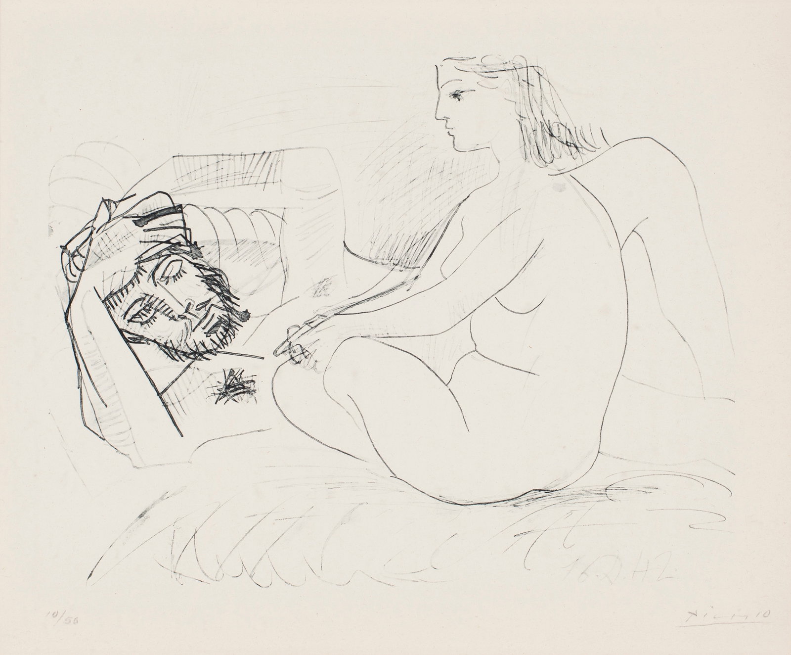 Pablo Picasso (After), from Les Dessins, 1952, Lithograph on paper, Framed: Pablo Picasso (After) (Spanish, 1881-1973), from Les Dessins, 1952, lithograph on paper, framed. The designation "(After)" indicates that this lithograph is a facsimile reproduction based on an origin