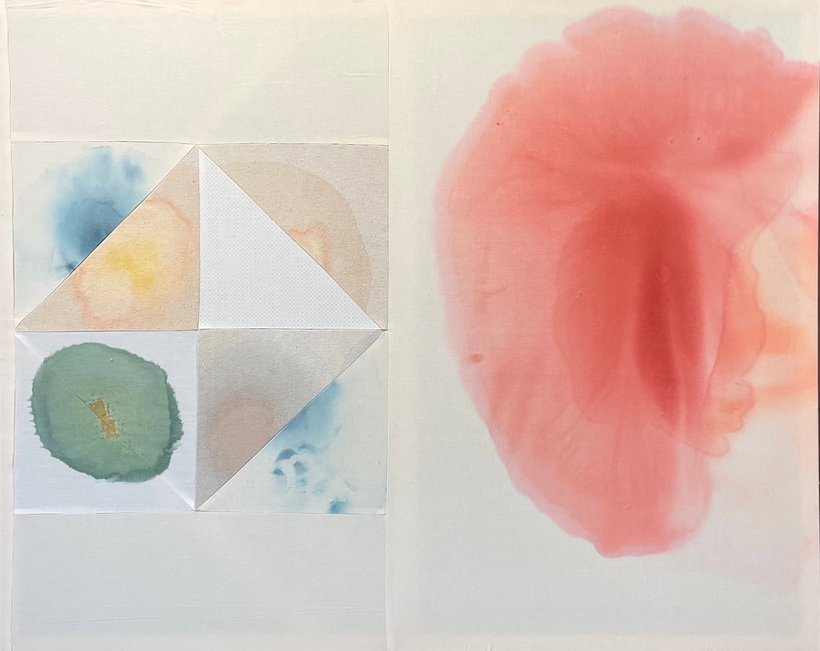 Hannah Reeves, Spot History No. 9, 2021, Original fiber art: Hannah Reeves (American, b.1981) is a painter and textile-based artist whose work engages material and process through layered surfaces. She received her BFA and MFA from the University of Missouri an
