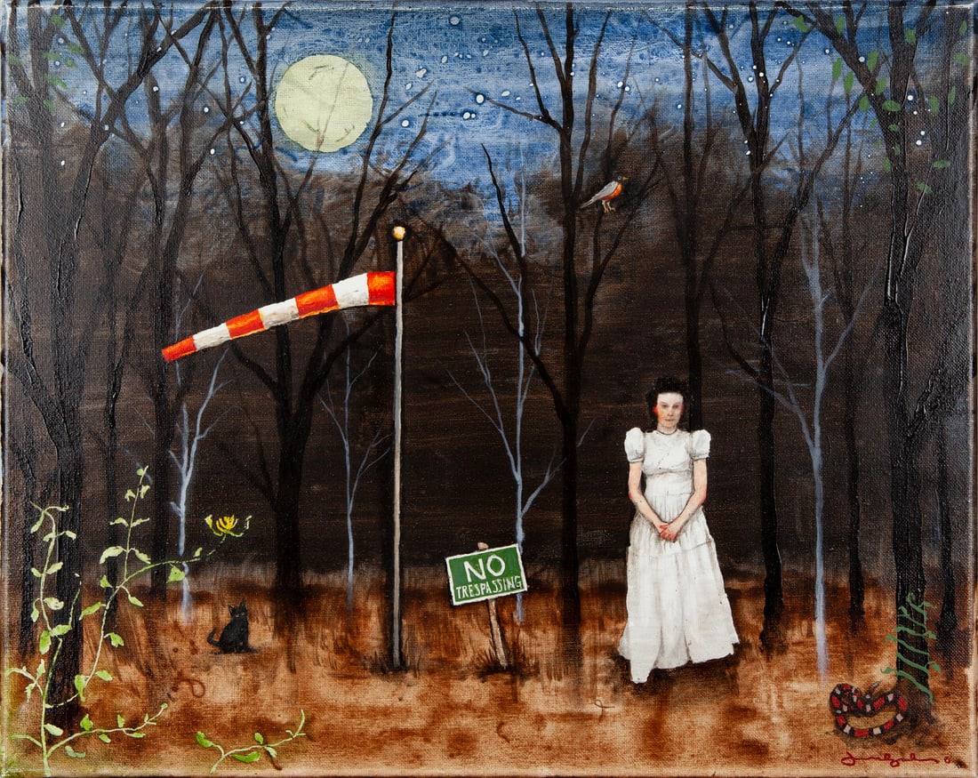 Joel Sager, An Evening of Indistinct Sorrows, 2020, Original oil on panel, Signed: Joel Sager (American, b. 1980) is a painter whose work moves between abstraction and representation, shaped by a foundation in illustration. He holds a B.A. in art from William Jewell College and cont
