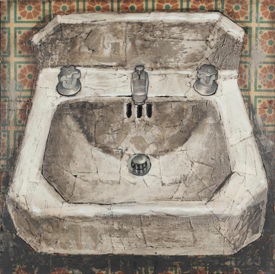 Joel Sager, Bathroom Sink, c. 2007, Original oil on mixed media on panel, Signed (1 of 3)