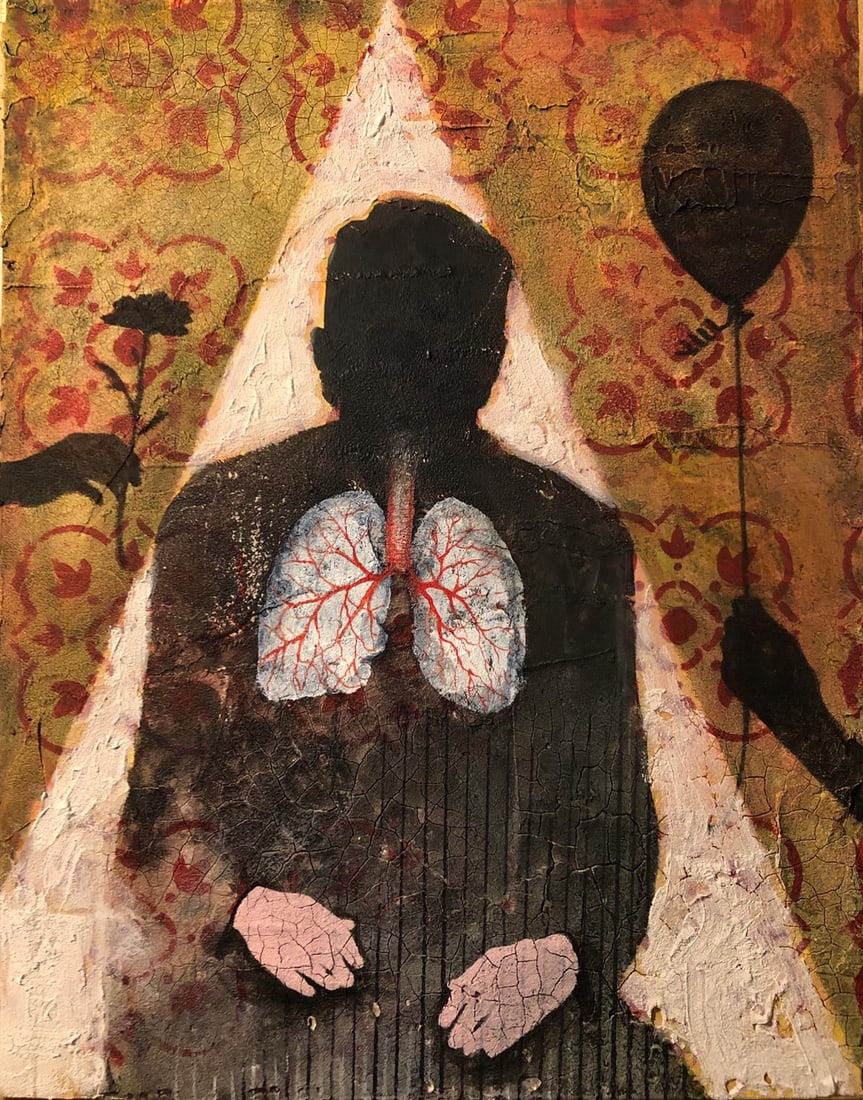 Joel Sager, Sown Under A Bad Moon, 2020, Original oil on sand and plaster on panel, Signed: Joel Sager (American, b. 1980) is a painter whose work moves between abstraction and representation, shaped by a foundation in illustration. He holds a B.A. in art from William Jewell College and cont