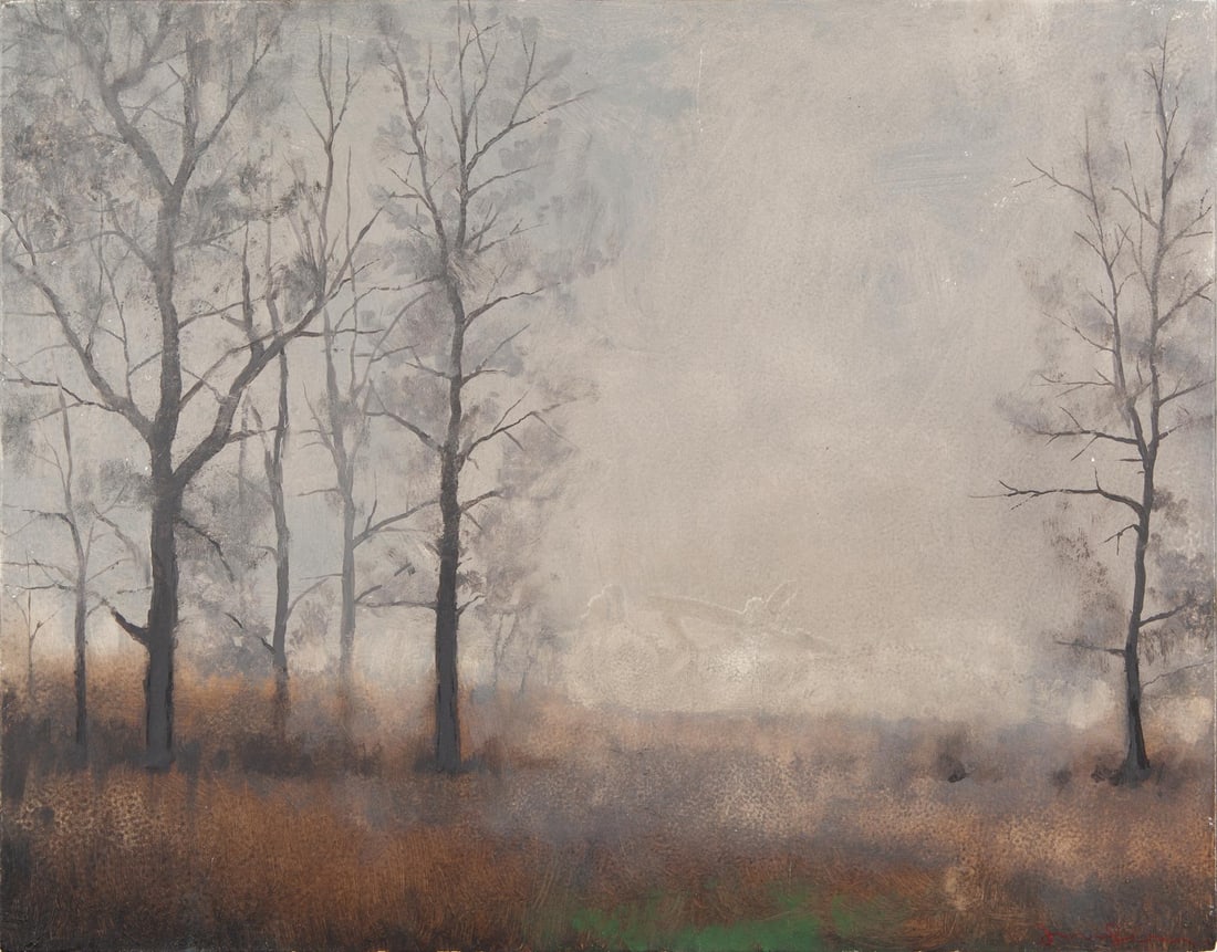 Joel Sager, Winter Missouri Landscape No. 7, 2019, Original oil and wax on panel, Signed (1 of 3)