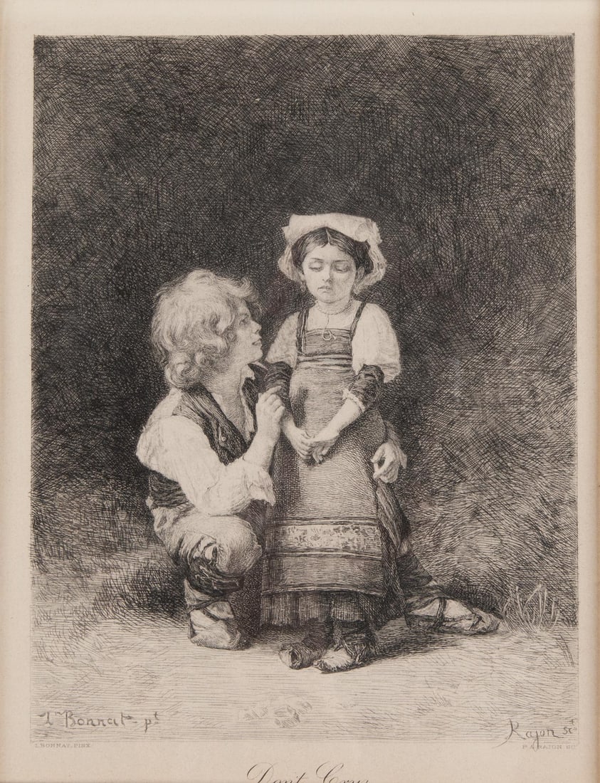 Paul Adolphe Rajon, Don't Cry, c. late 19th century, Etching on paper, Framed (1 of 7)