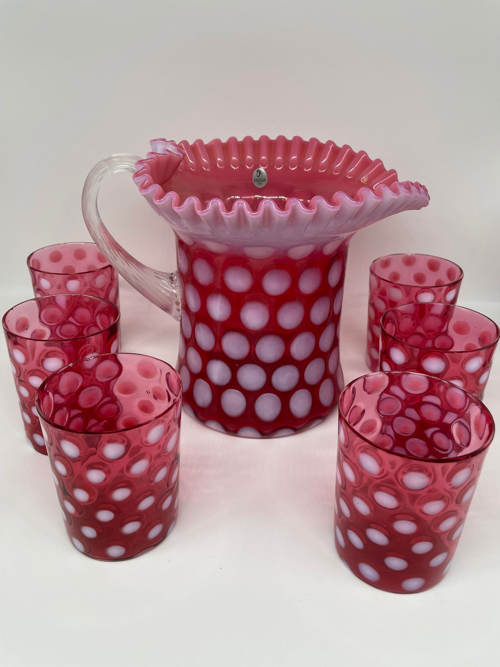 Fenton Coin Dot Pitcher & 6 glasses (1 of 16)